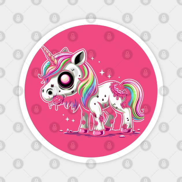 Rainbow Zombie Unicorn cute and scary Magnet by Patrick9